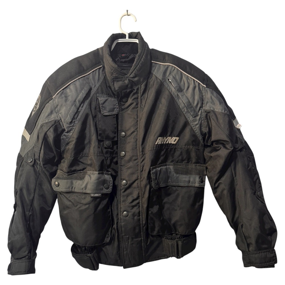 Rhyno Motorcycle Jacket‎ Men's M Black Riding Padded Racing Biker Coat